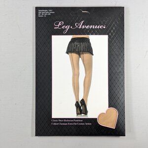 NWT Leg Avenue Retro Classic Sheer beige Pantyhose /w Black Backseam style 7947